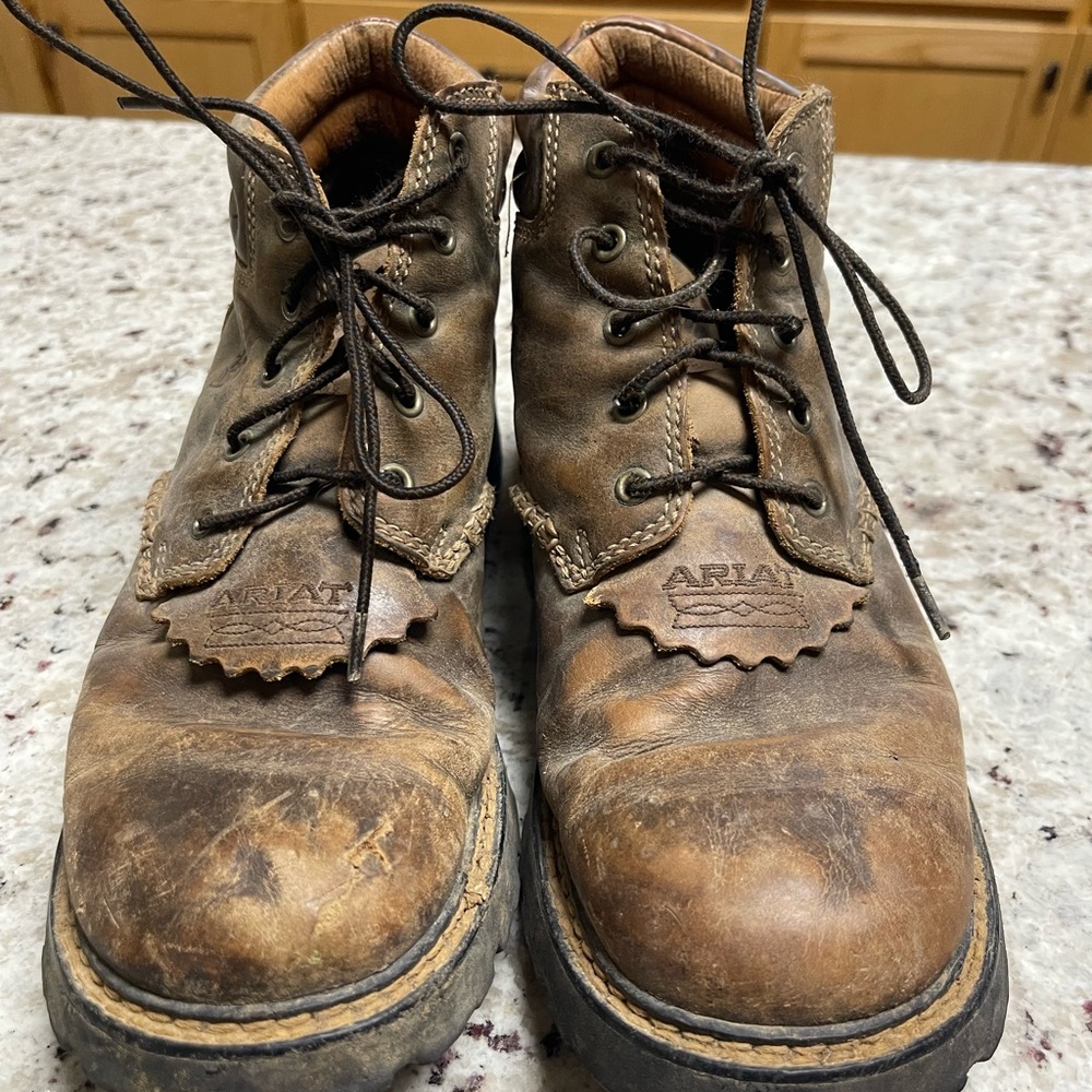 Ariat Distressed Brown Leather Lace-Up Heeled Boots